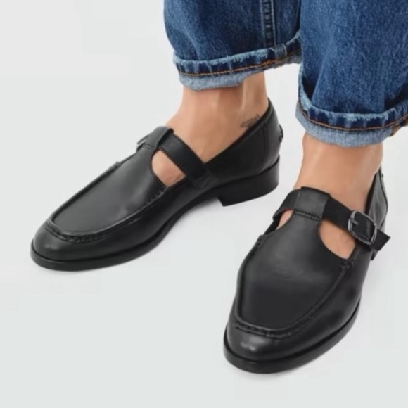 Everlane Shoes - Everlane Black Leather Mary Jane Loafers